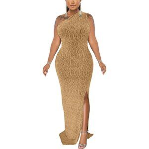 Plus Size Sleeveless Sparkly Evening Gown Formal Party Dress Elegant